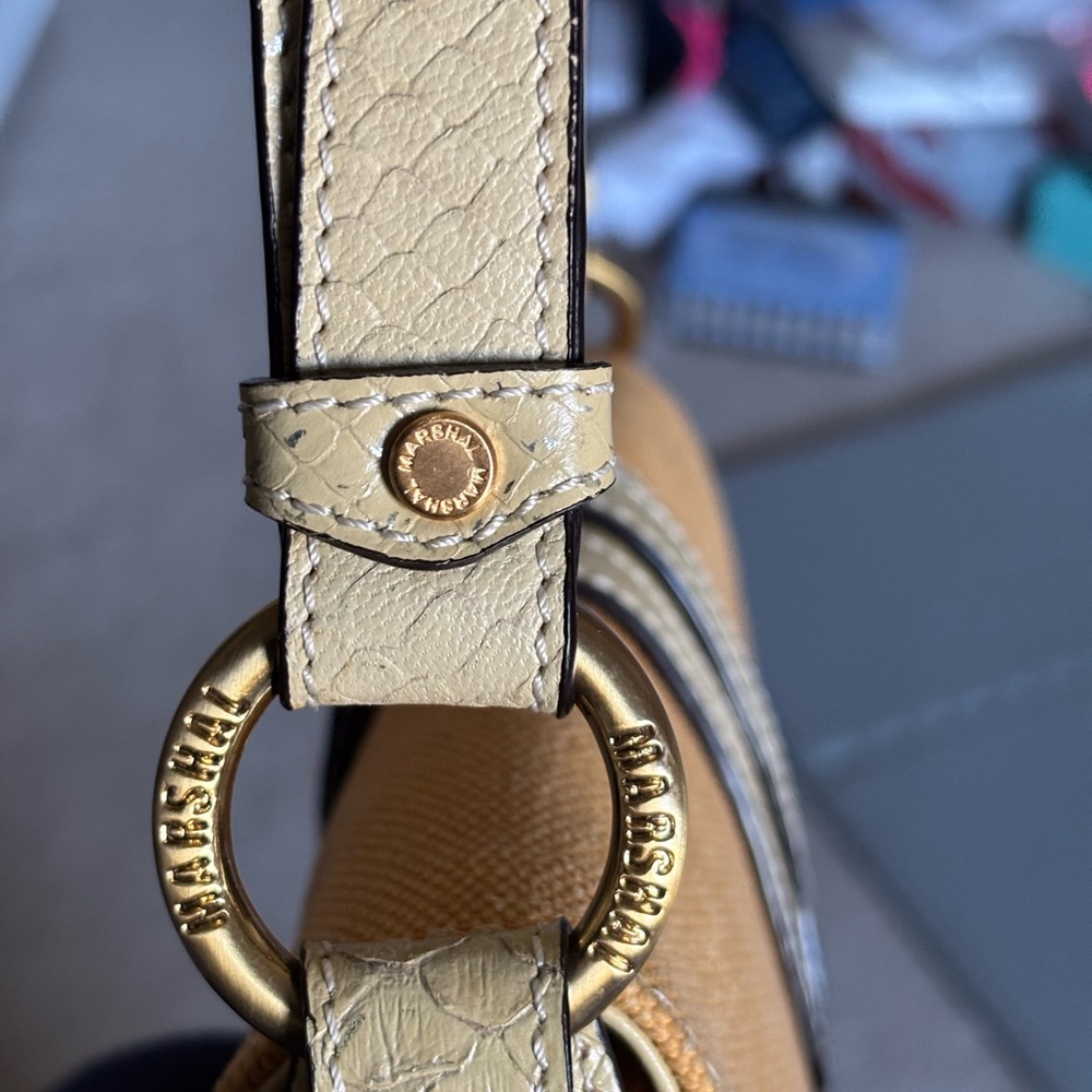 Genuine leather and canvas buttery yellow Shoulder Bag - Picture 6 of 13